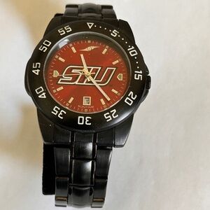 Southern Illinois Salukis Quartz Watch Black Multi Red Dial Display metal band
